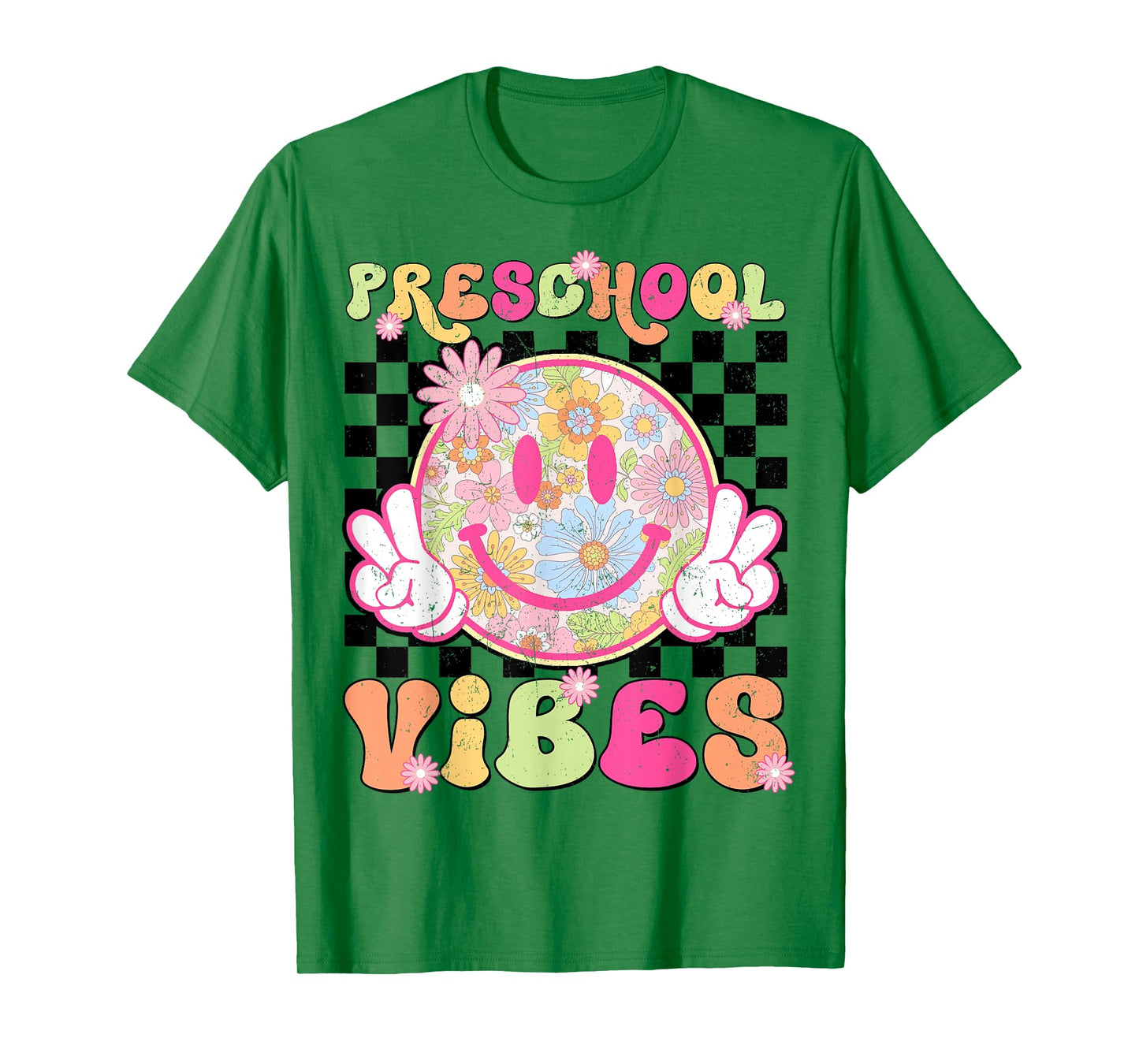 Groovy Preschool Vibes First Day Of School Teacher Girls T-Shirt