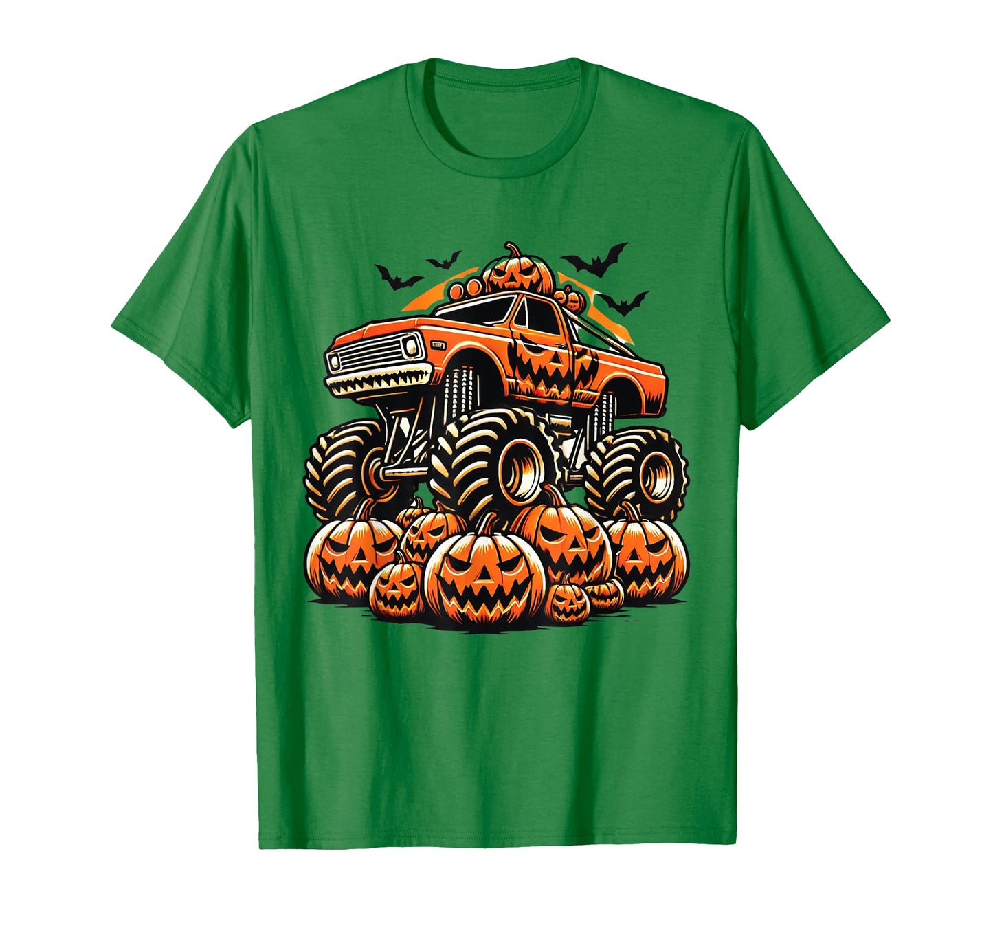 Kids Monster Truck Pumpkin Jack O Lantern Halloween Costume T-Shirt