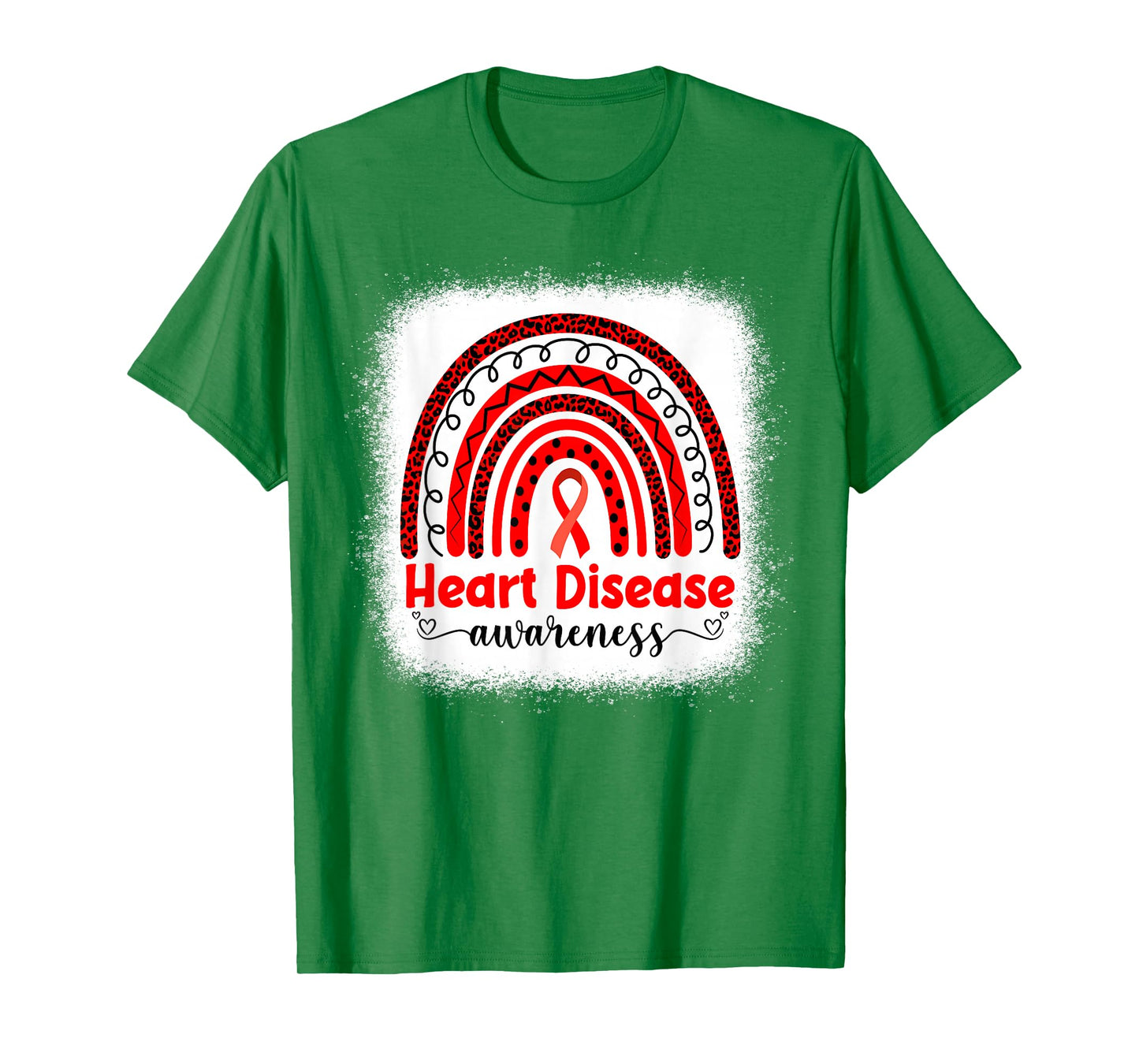 We Wear Red Heart Disease Awareness Bleached Rainbow T-Shirt