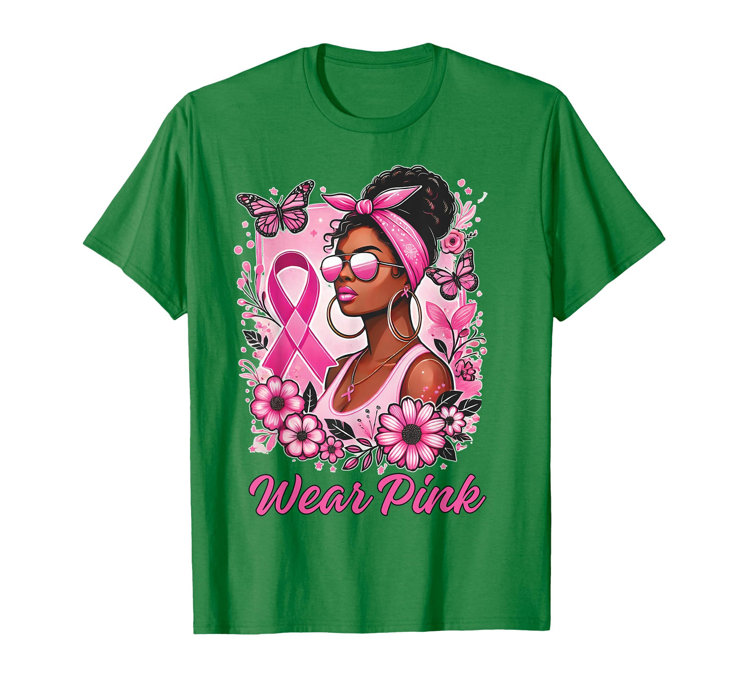 Breast cancer awareness Wear Pink African American support T-Shirt