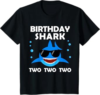 2nd Birthday Boy Shark Two Matching Party Gifts for Kids T-Shirt