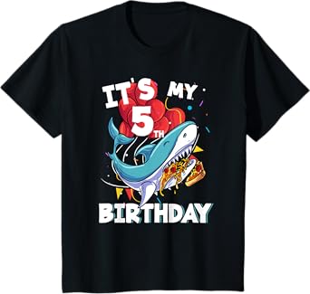 It's my 5th Birthday 5 Year Old Shark Birthday T-Shirt