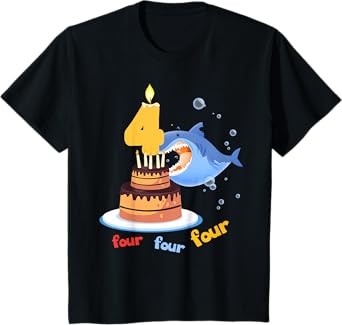 Baby Cute Shark Birthday 4 Year Old Gift For Boy or Girl T-Shirt