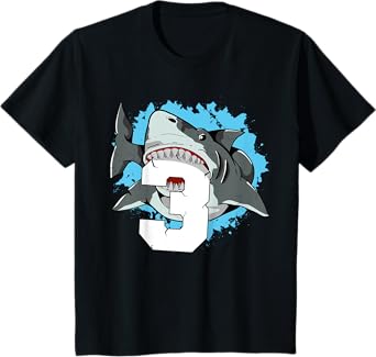 Kids Shark 3rd Birthday 3 Three Shark Toddlers Boy T-Shirt