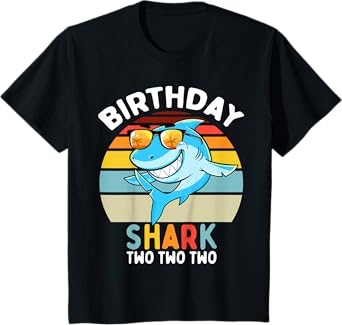 2nd Birthday Boy Shark 2 Year Old Boys Matching Family T-Shirt