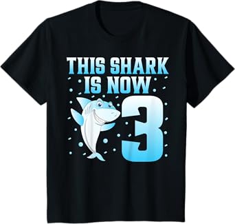 This Shark Is Now 3 Kids Toddler 3rd Birthday Party T-Shirt