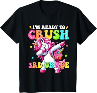 Kids Crush 3rd Grade Dabbing Unicorn Back to School Girls Kids T-Shirt