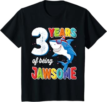 3 Year Old Toddlers Kids JawSome Shark 3rd Birthday T-Shirt