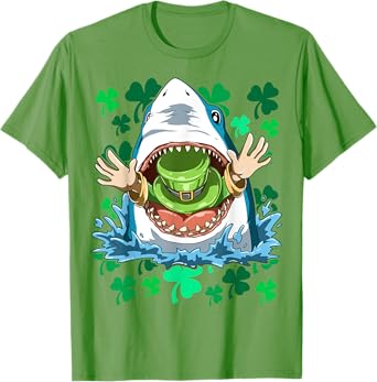 St. Patrick's Day Shark Eating Leprechaun Irish Shark Lovers T-Shirt