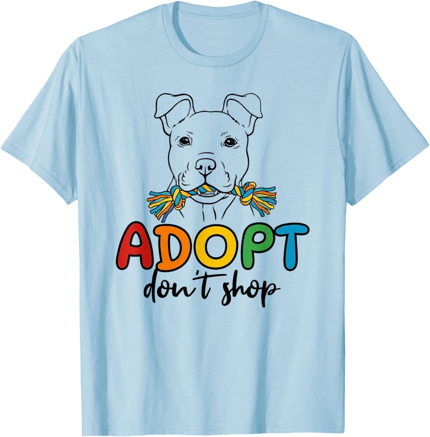 Adopt Don't Shop Rescue Awareness, Colorful Cute Rescue T-Shirt T-Shirt - T-Shirt | Light Blue