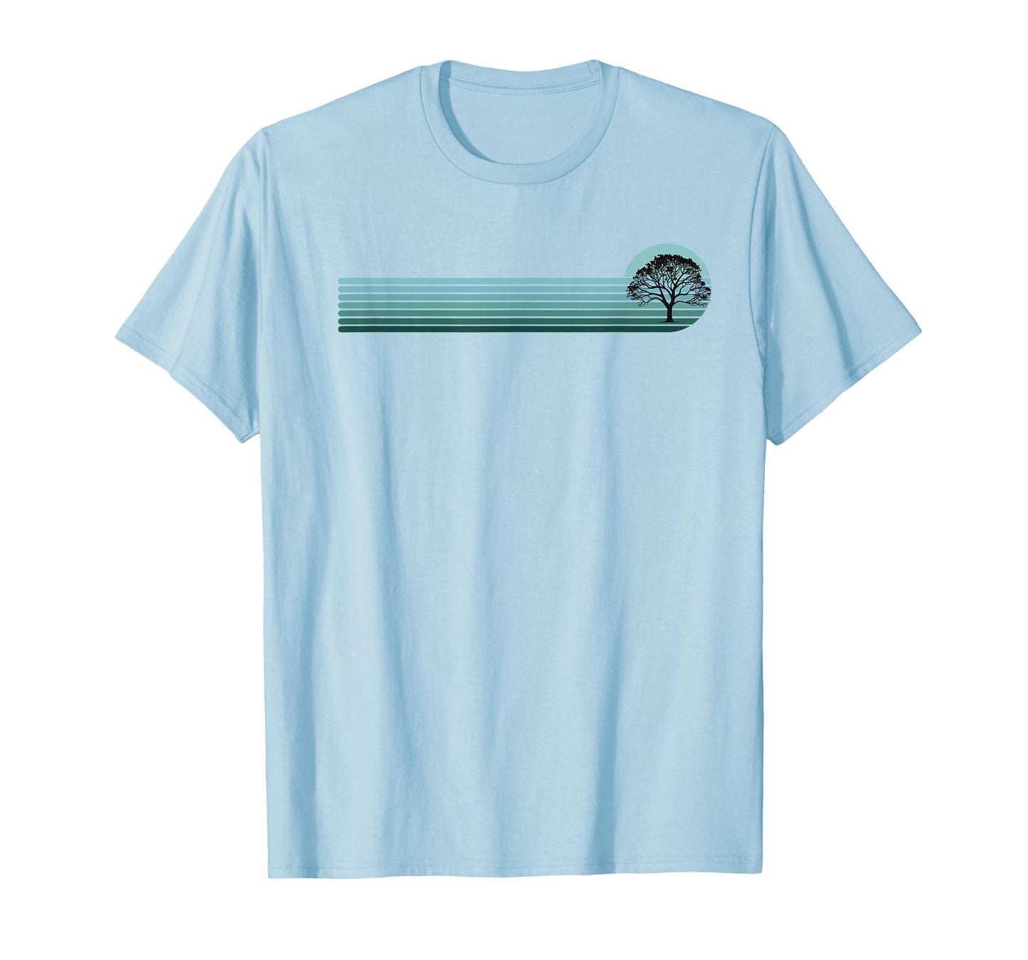 Tree Retro Sunset Stripe Vintage Nature Forest T-Shirt