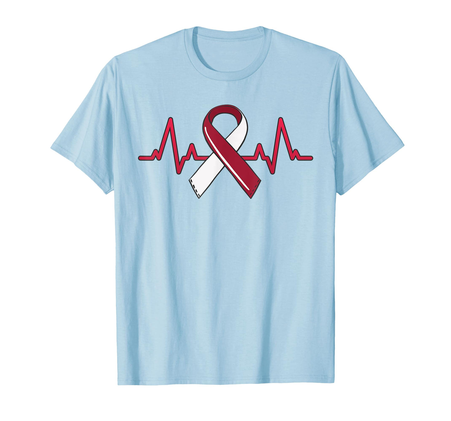 Oral Head And Neck Cancer Heartbeat Throat Burgundy Ribbon T-Shirt