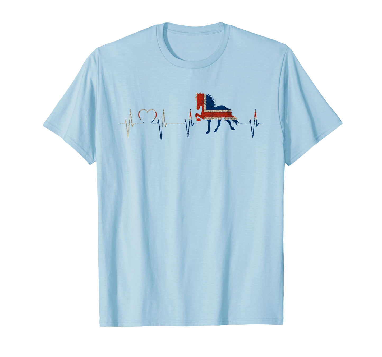Icelandic Horse Nordic Iceland Flag Heartbeat T-Shirt