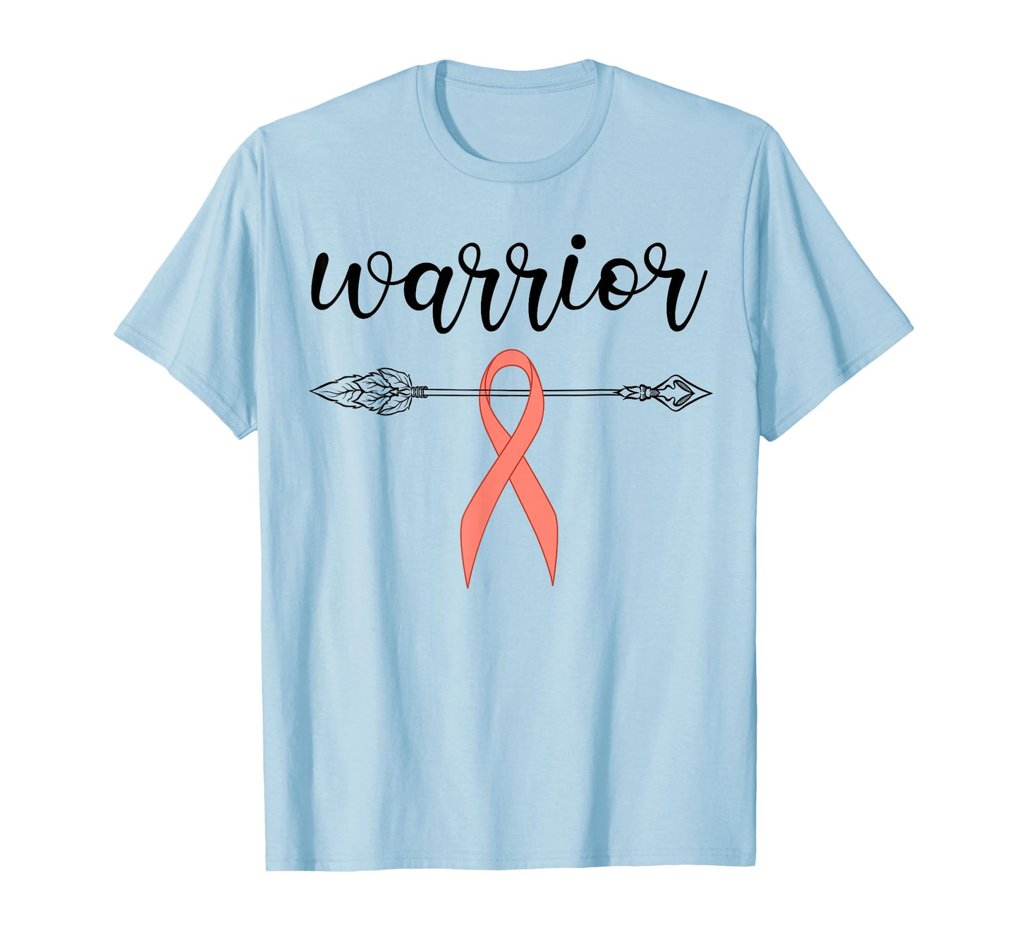 Warrior Survivor Fighter Peach Ribbon Warrior Uterine Cancer T-Shirt