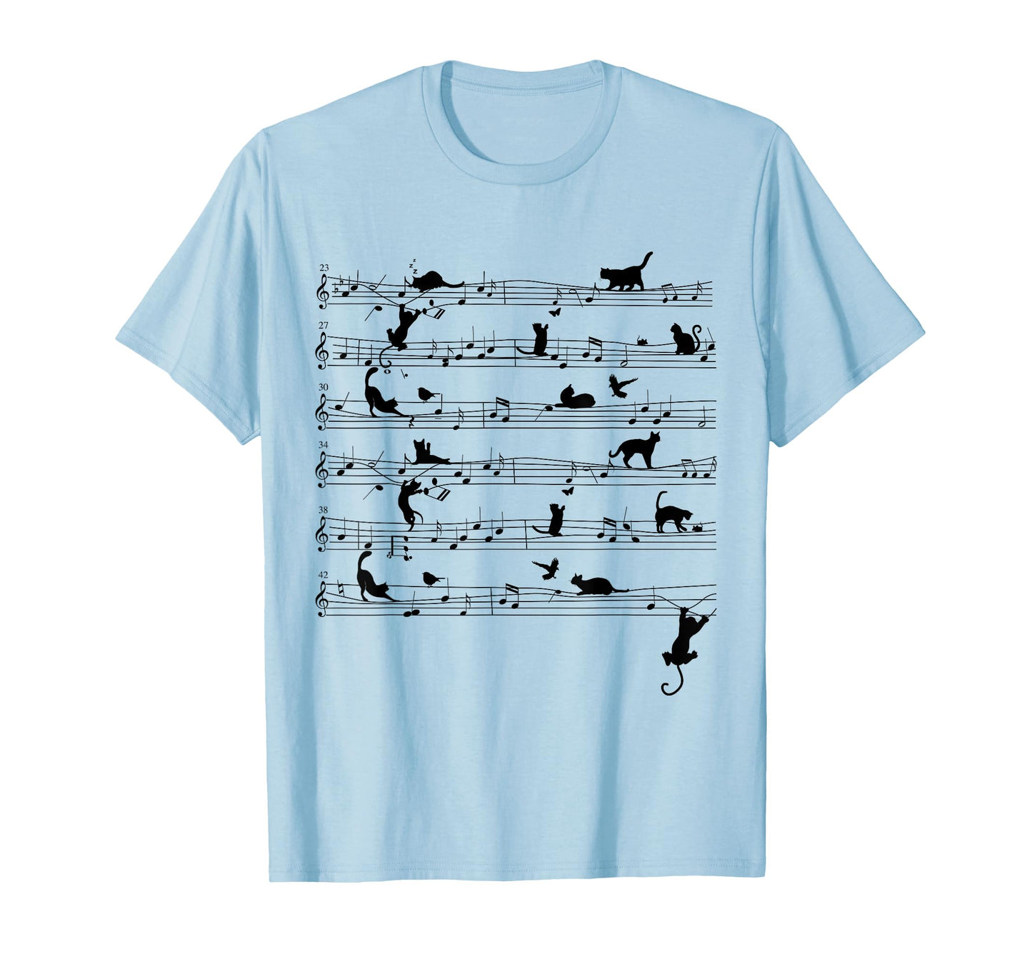 Cute Cat Kitty Playing Music Note Clef Musician Art T-Shirt