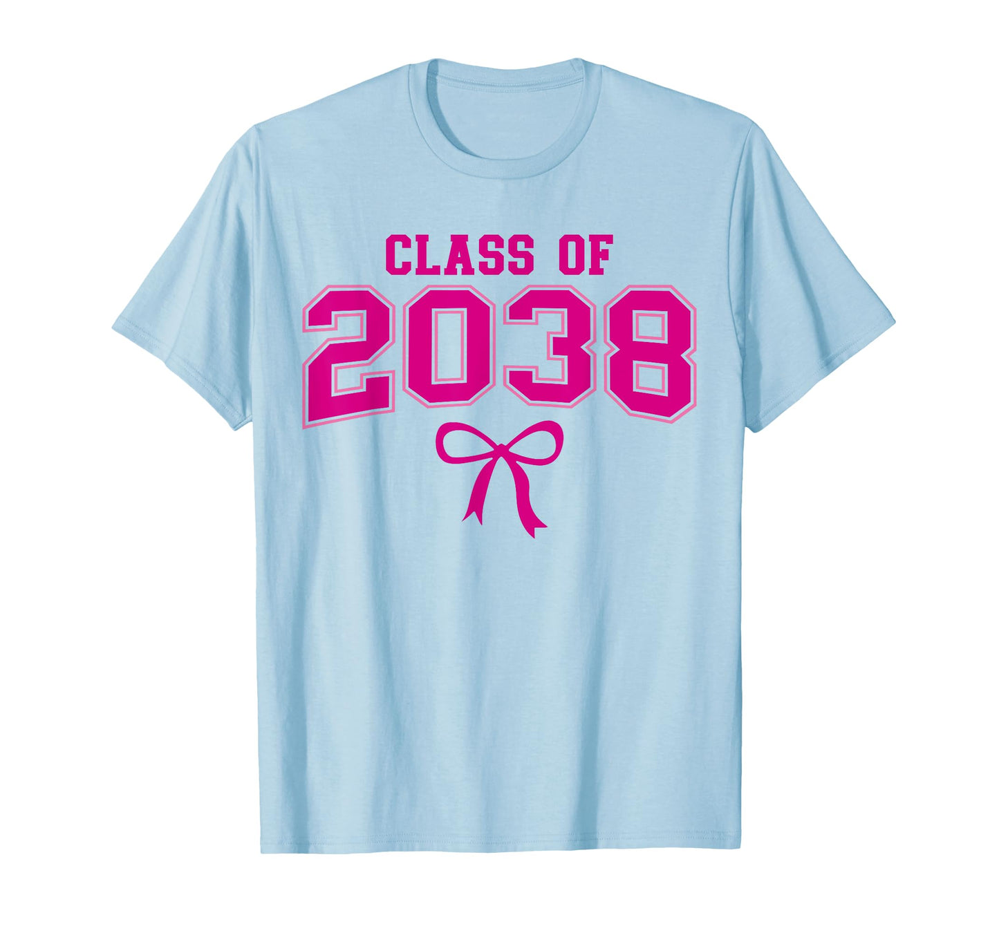 Class of 2038 Grow With Me Kindergarten Pink Coquette Bow T-Shirt