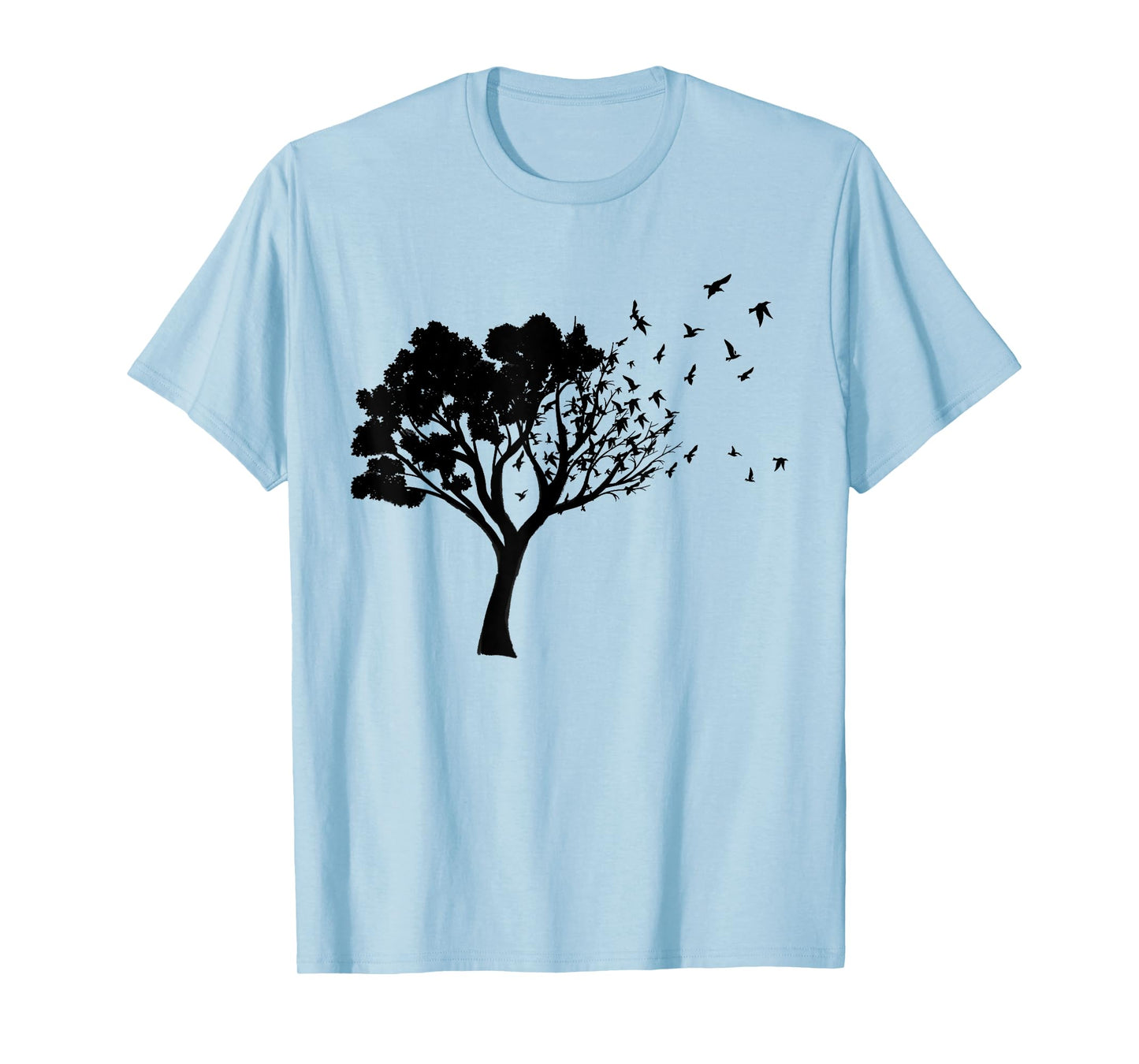 Black Tree And Birds Flying Away Free In Nature Silhouette T-Shirt