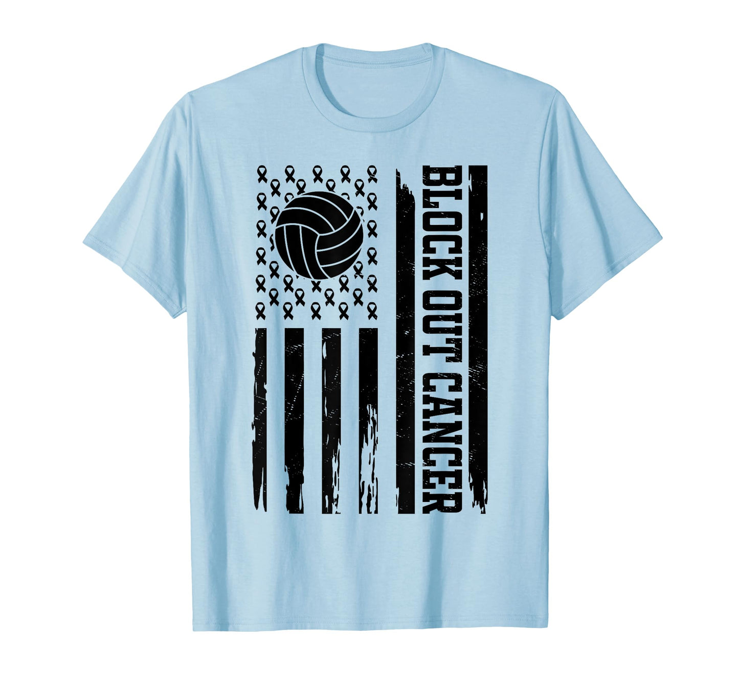 Volleyball Breast Cancer Awareness Block Out Cancer T-Shirt