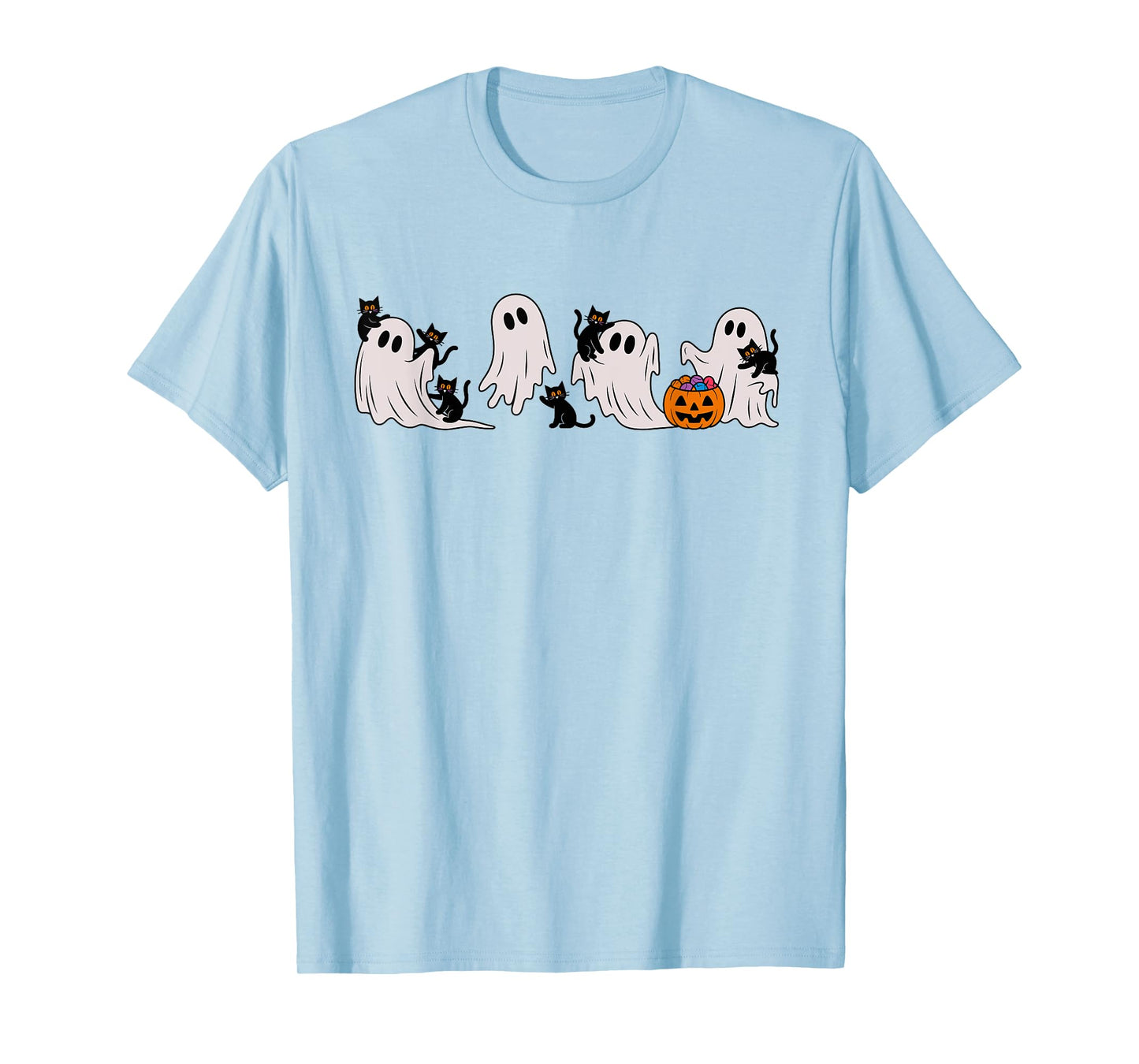 Cute Ghost Cat Halloween - Adorable Spooky Black Cat Costume T-Shirt