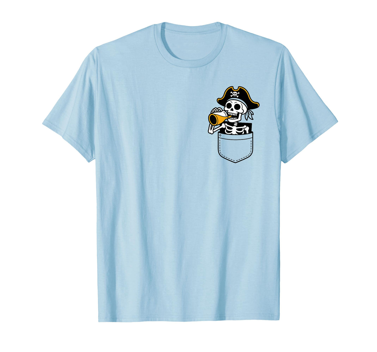 Pirate Skeleton in Pocket Cute Halloween Fall Humor T-Shirt