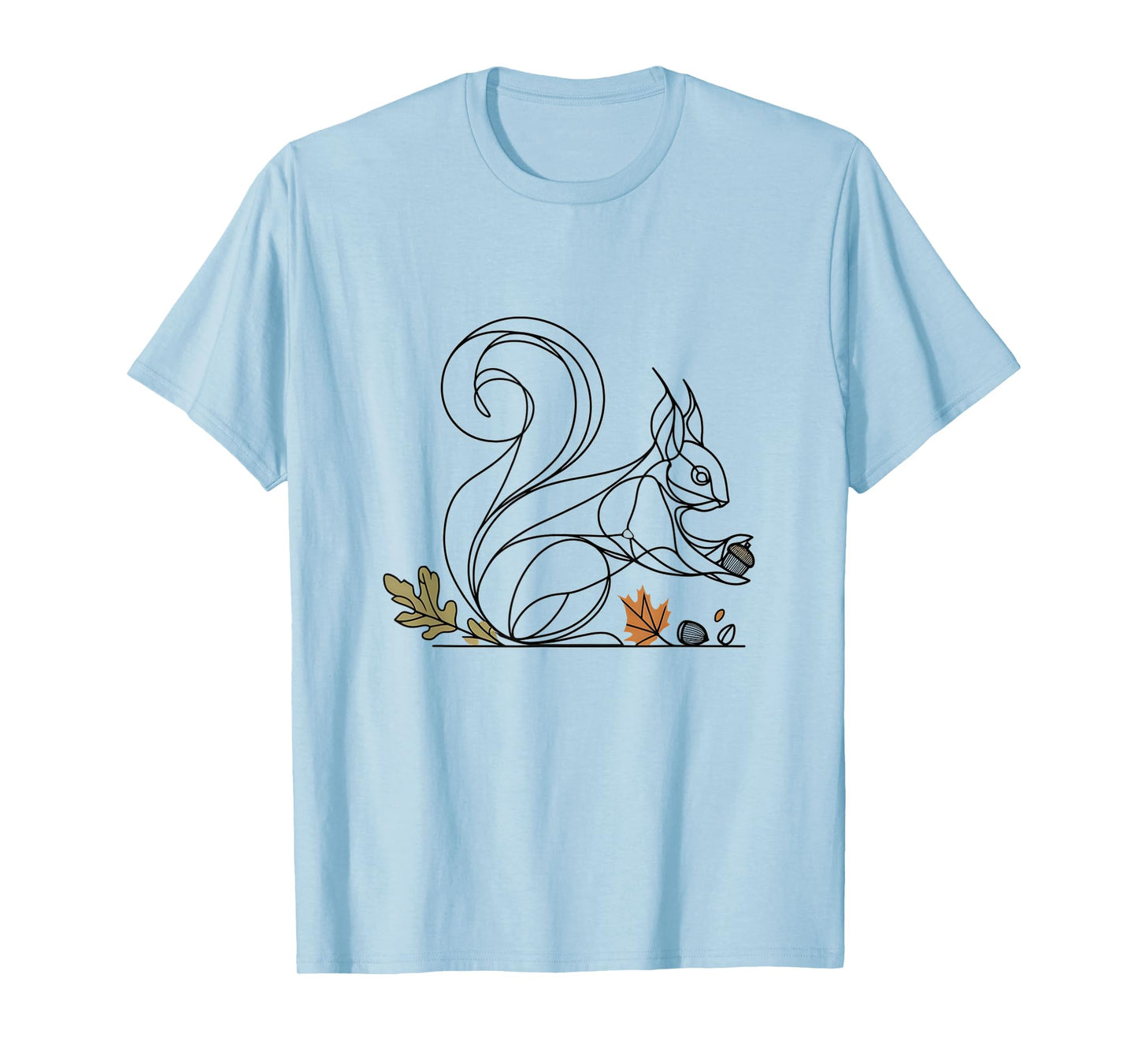 BioGeometry Autumn Squirrel Line with Acorns and Leaves T-Shirt
