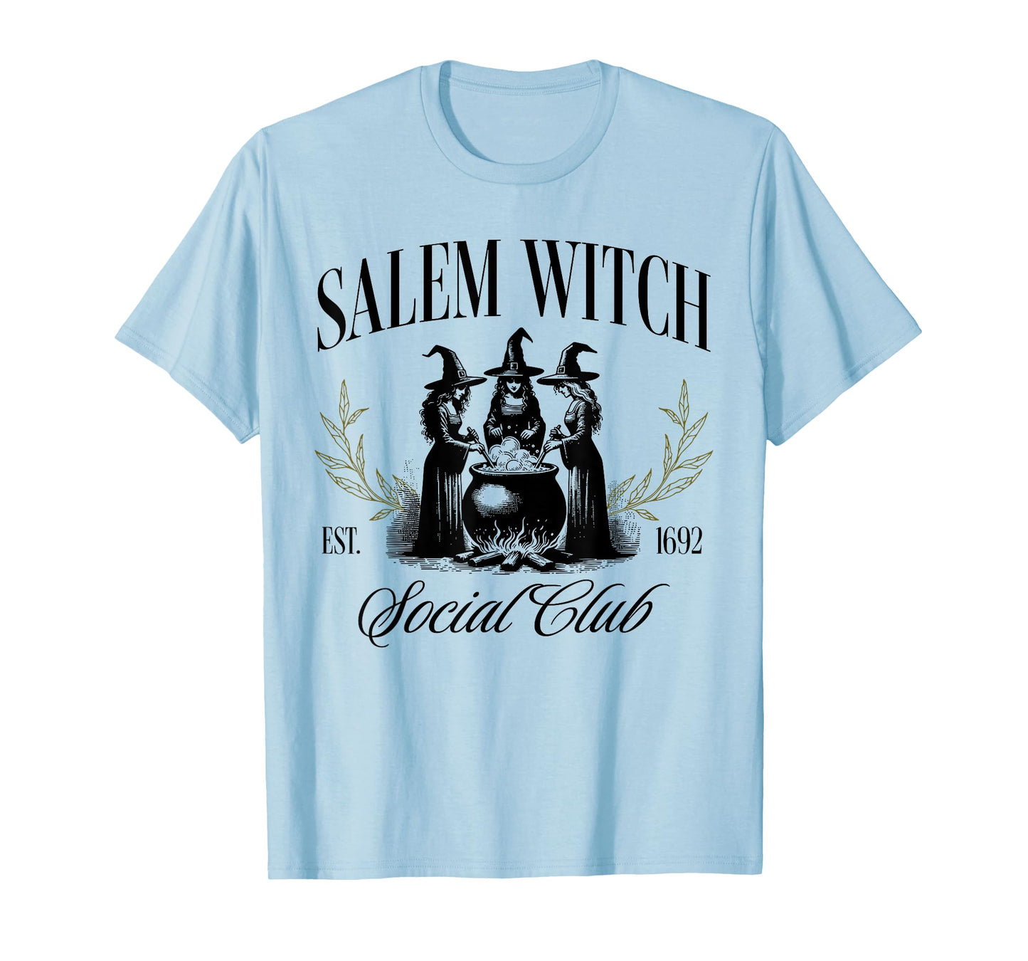 Salem 1692 Social Club Witch Halloween Witchy Women Girls T-Shirt