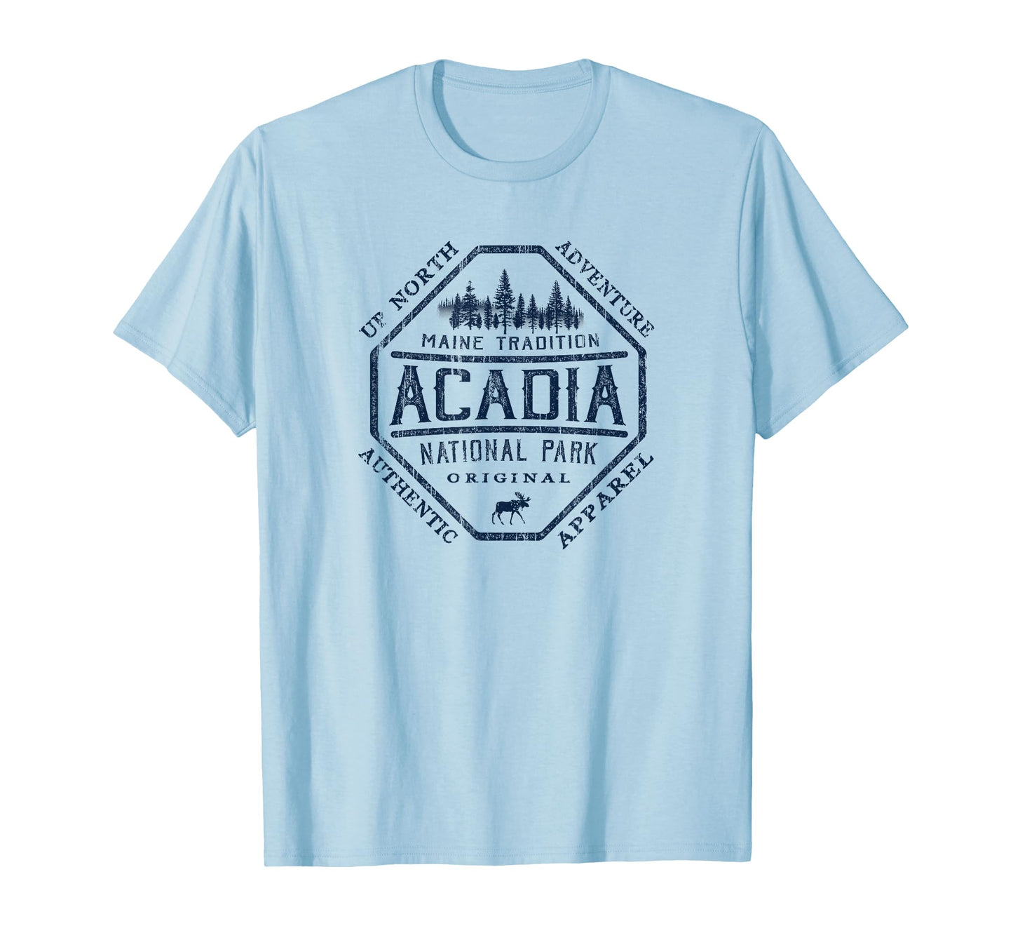 Acadia National Park Destinations Vintage T-Shirt, Unisex-Adults, Grey, Small, Short Sleeve, Classic Fit