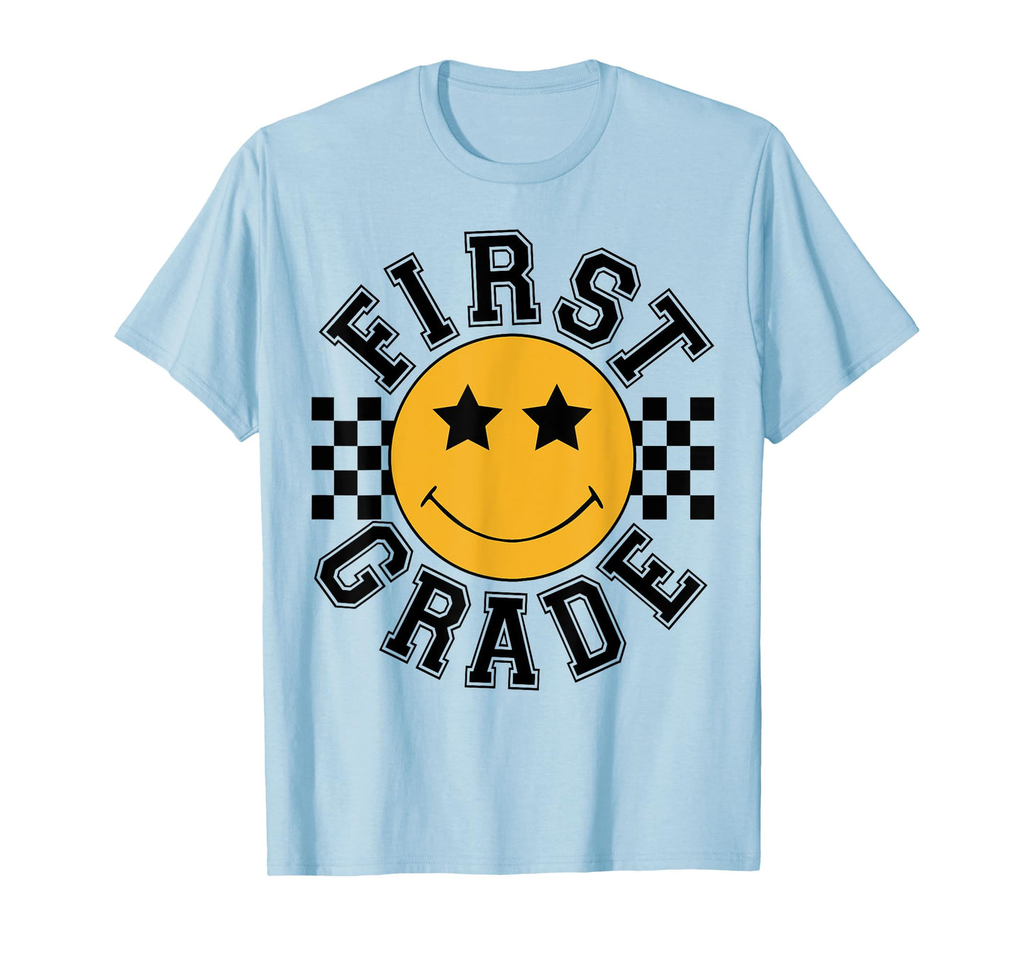 Retro First Grade Smile Face Back To School Teacher Student T-Shirt