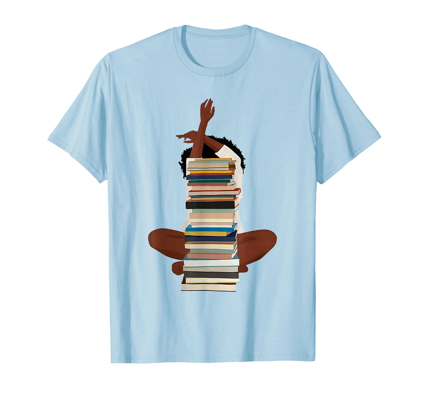 Black Woman And Books Stack - Afro Girl Reading Lover T-Shirt