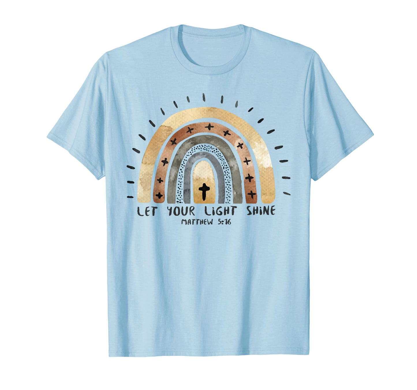 Trendy Christian Rainbow Tee Saying Let Your Light Shine T-Shirt