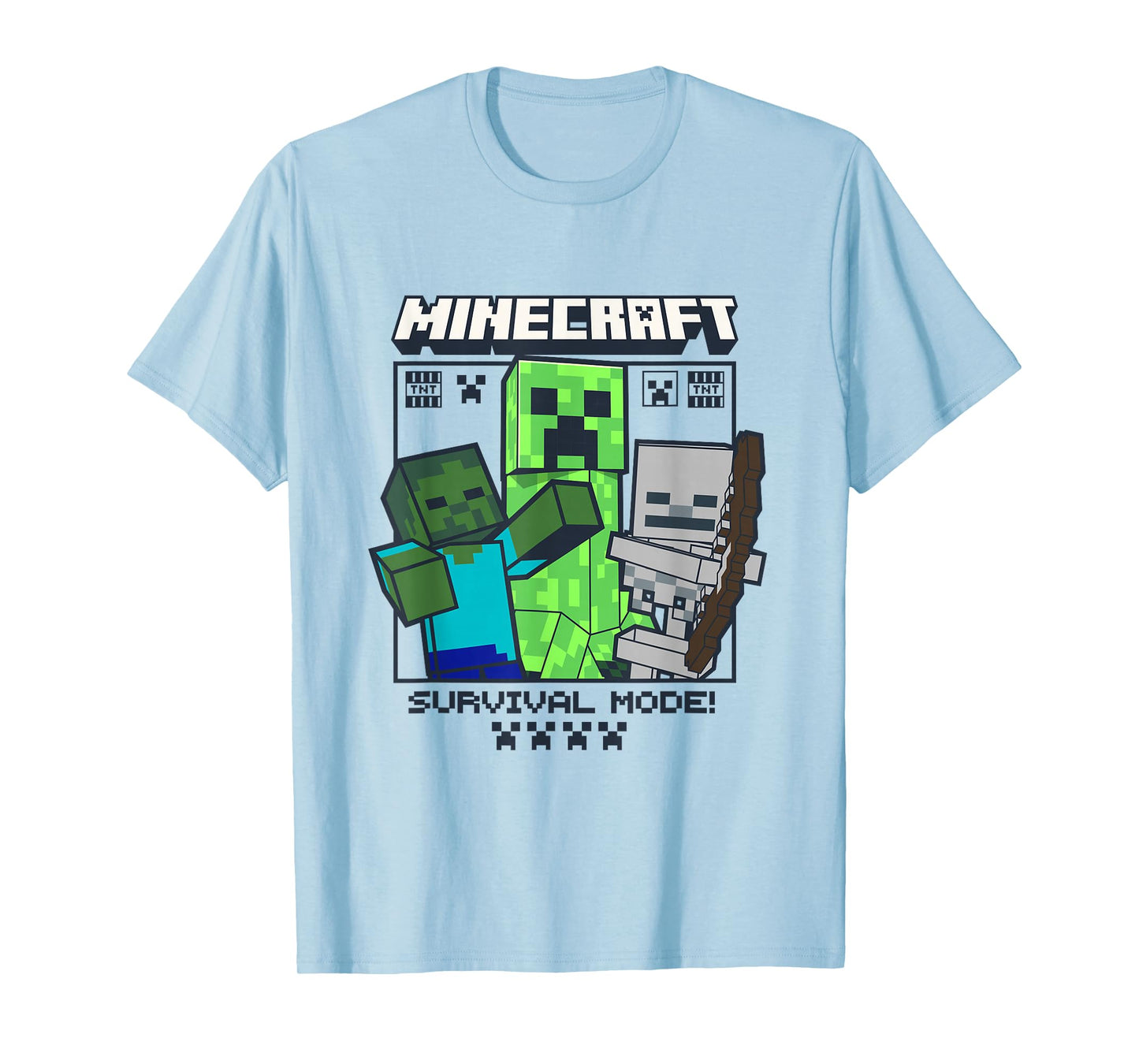 Minecraft Creeper Zombie Skeleton Survival Mode T-Shirt