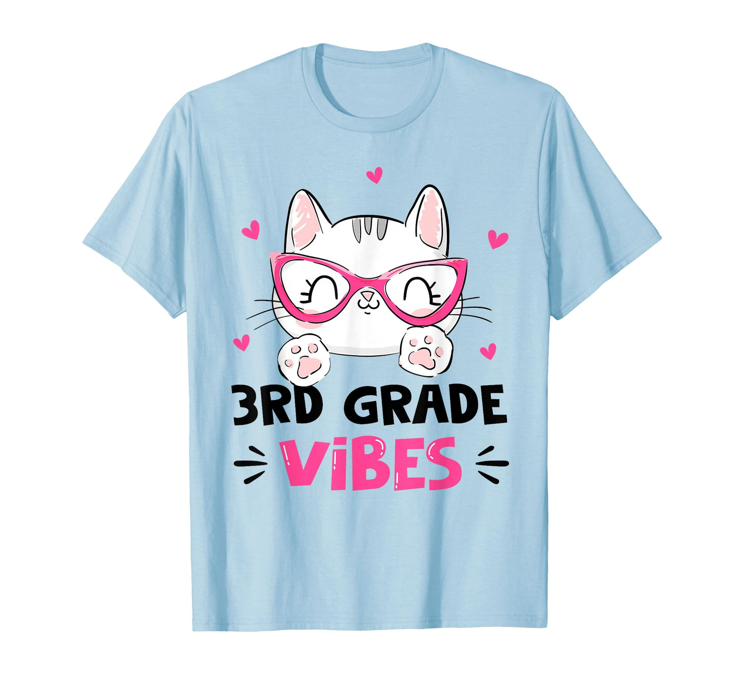 Third 3rd Grade Vibes Back to School Cute Cat Cute For Girls T-Shirt