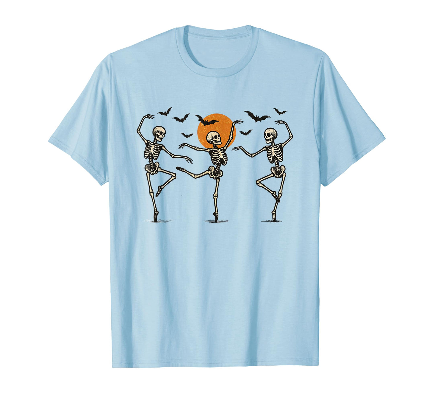 Dancing Skeleton Ballet Halloween Funny Spooky Bat Moon Fun T-Shirt