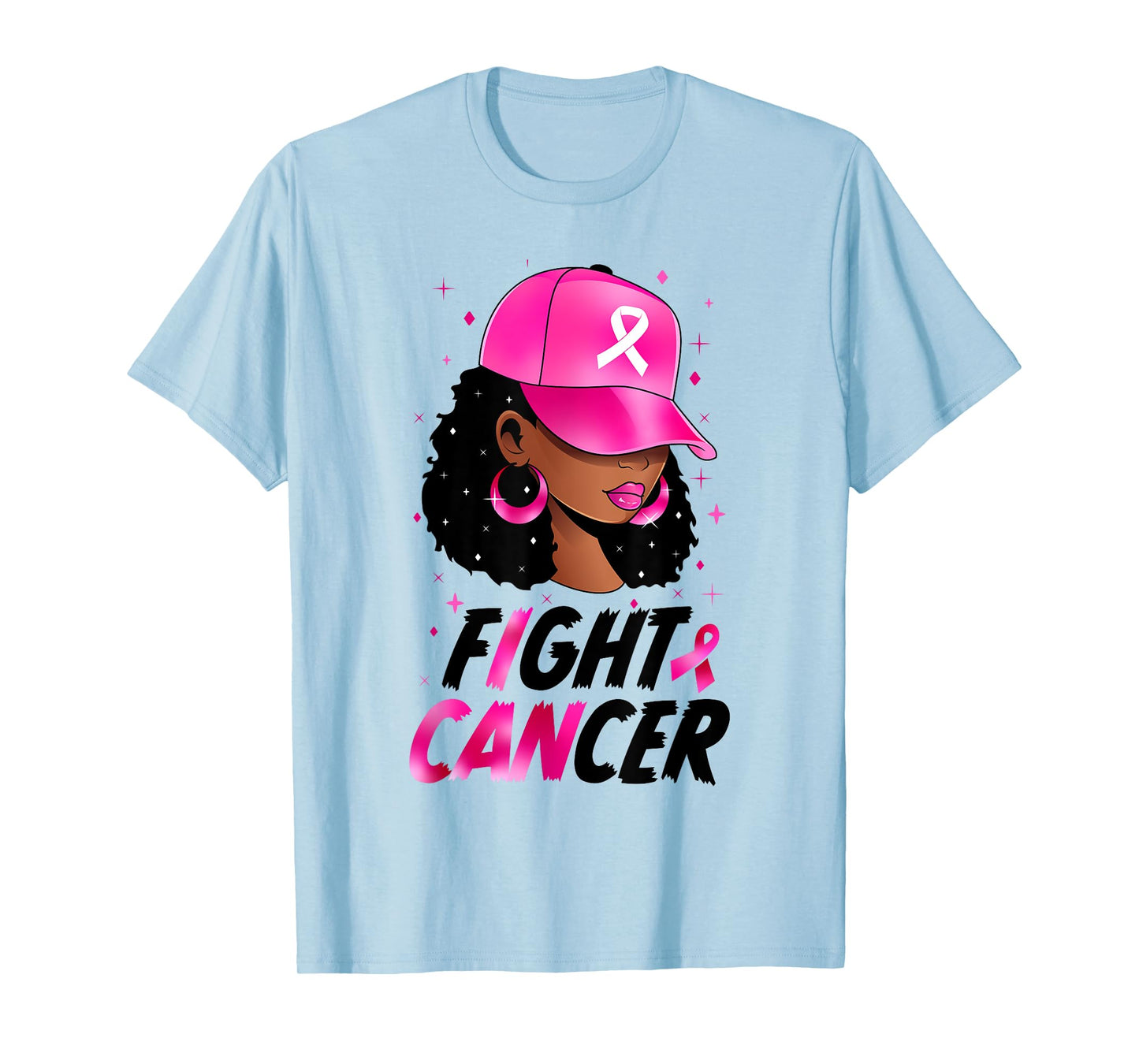 Black Girl Black Woman Breast Cancer Awareness Pink Ribbon T-Shirt