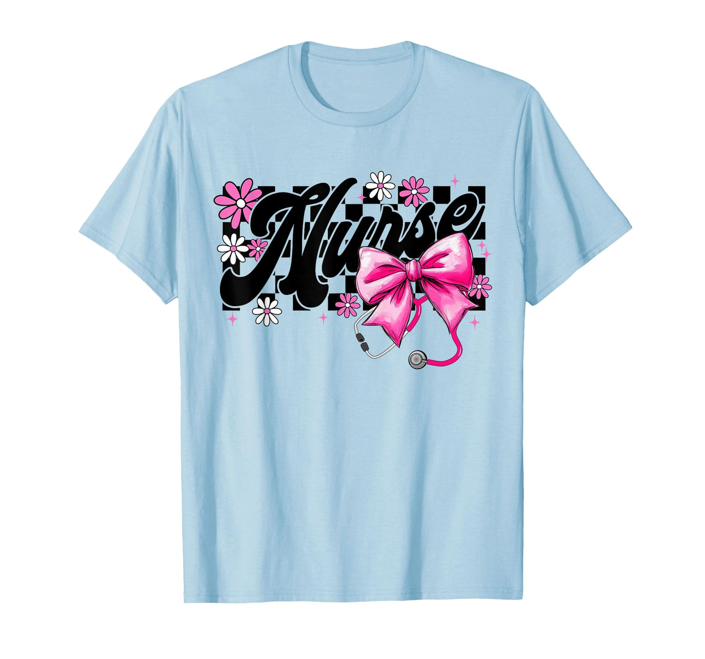 Coquette Bow Floral Nurse Life Stethoscope Nursing School T-Shirt