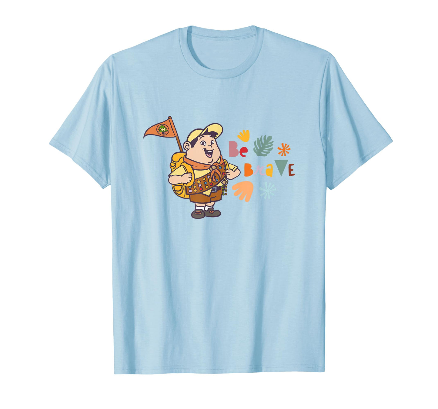 Disney Pixar Up Be Brave Cute Russell Colorful Chest Logo T-Shirt