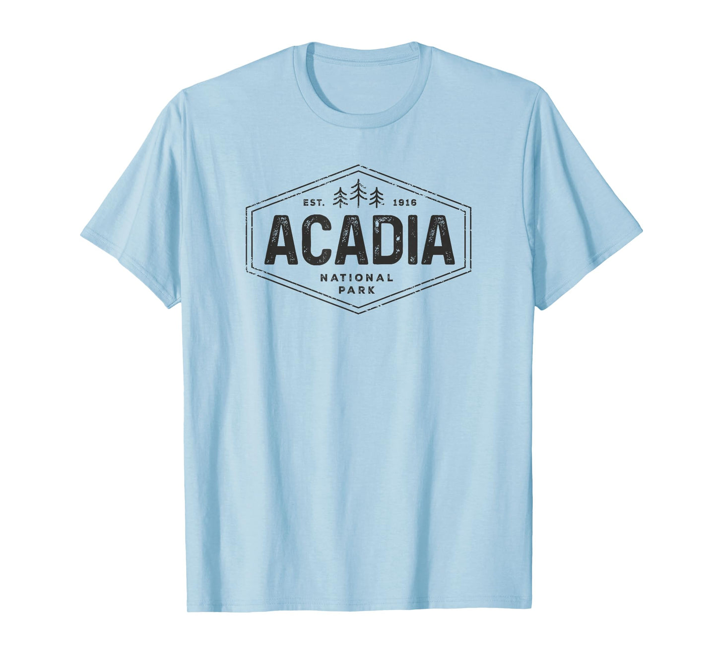 Acadia National Park Shirt Vintage Tree Hexagon Badge Hiking T-Shirt