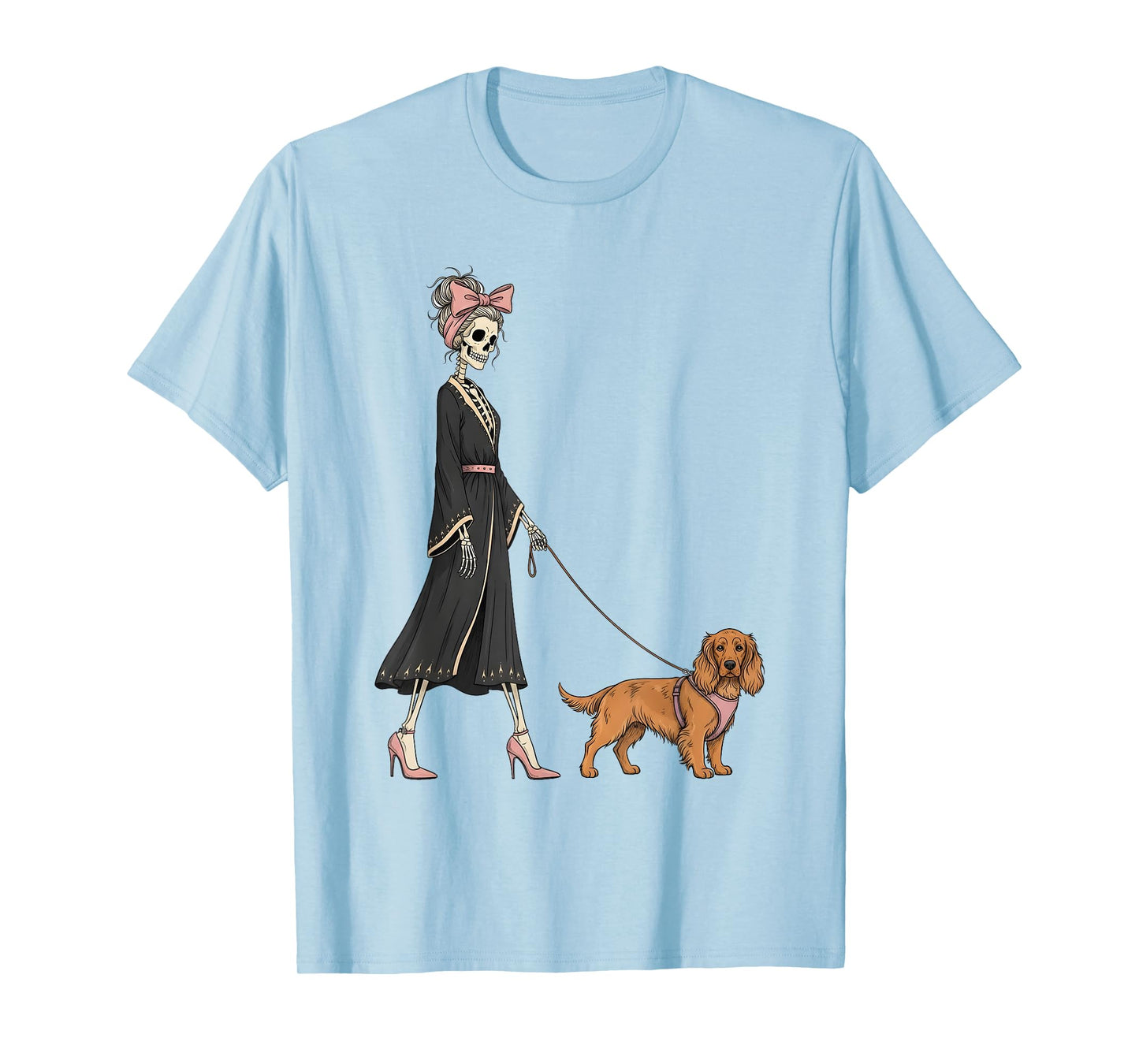 Skeleton Sussex Spaniel Dog Walking Halloween Women T-Shirt