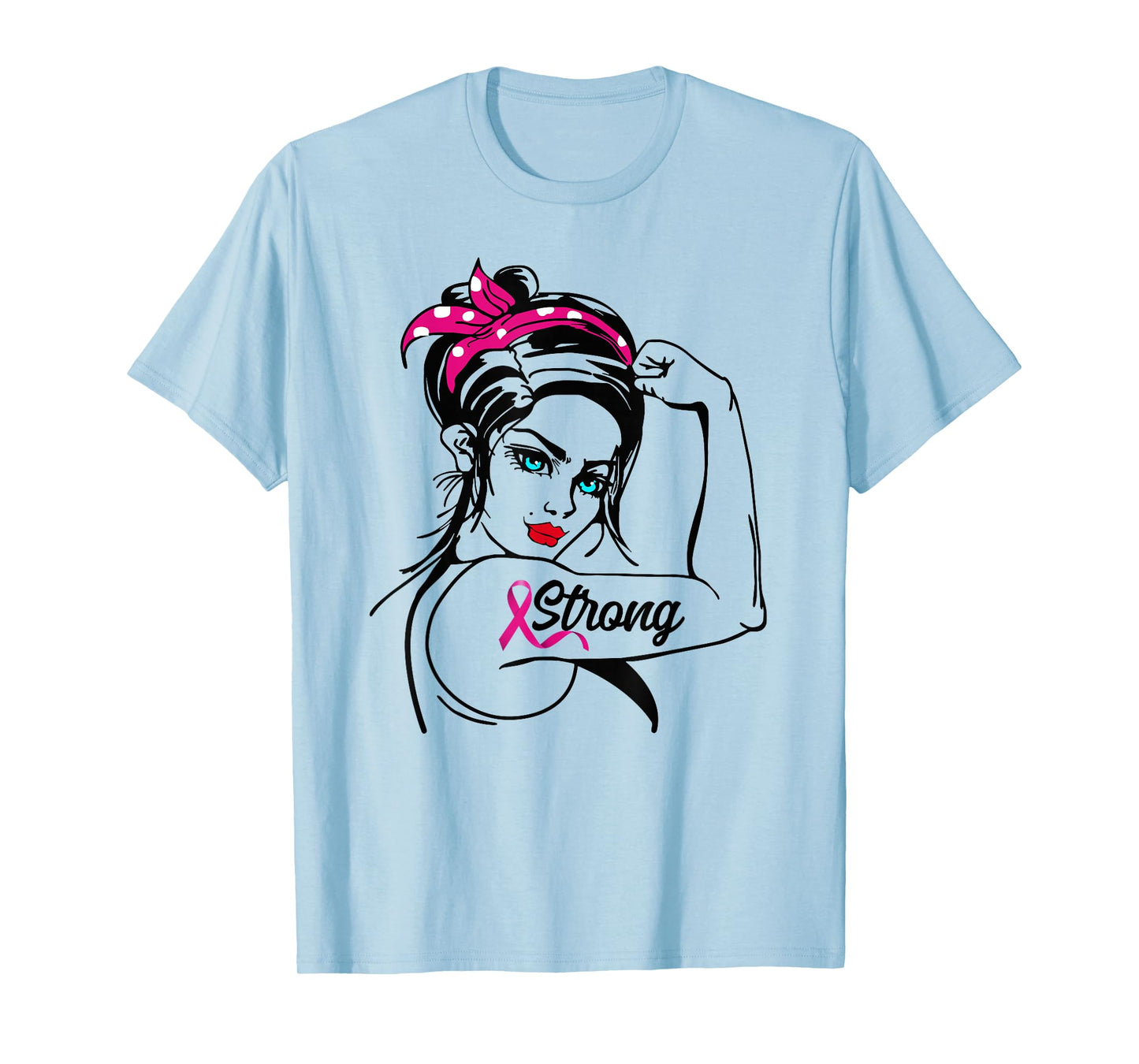 Strong Rosie The Riveter Breast Cancer Awareness T-Shirt