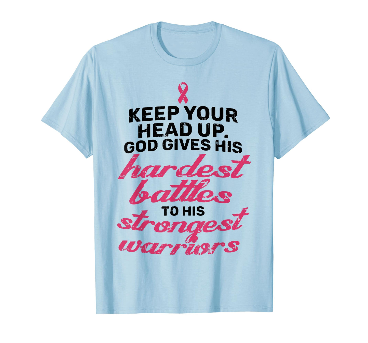 Breast Cancer Awareness Shirt Pink Ribbon Keep Your Head Up T-Shirt