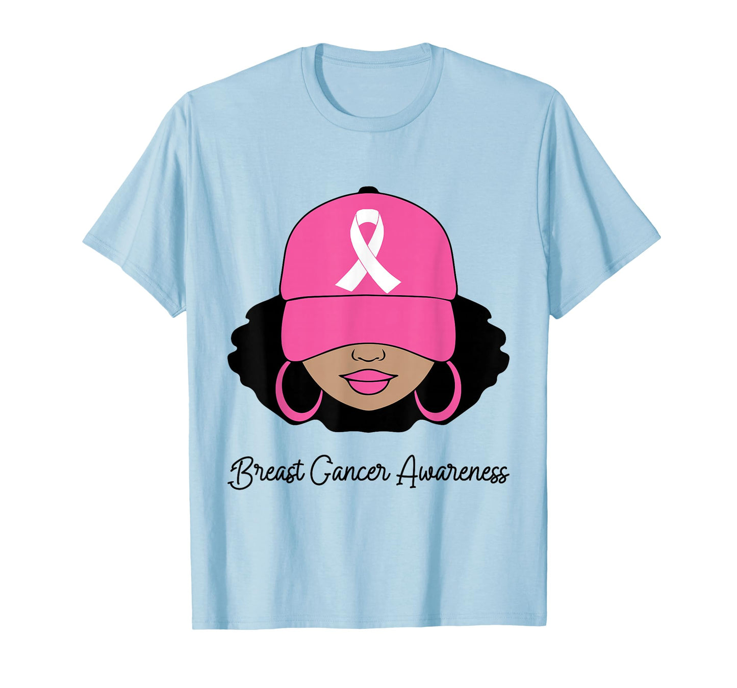 Black Women Pink Breast Cancer Awareness Warrior Women Girls T-Shirt