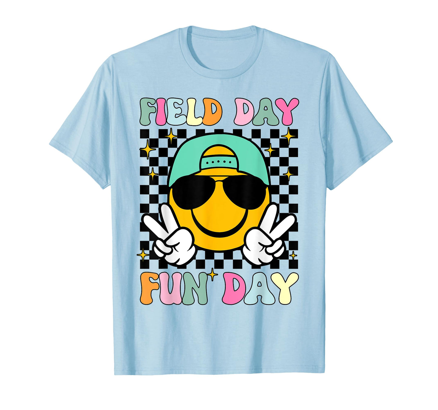 Field Day Fun Day Smile Face Teacher Kids Field Day 2025 T-Shirt