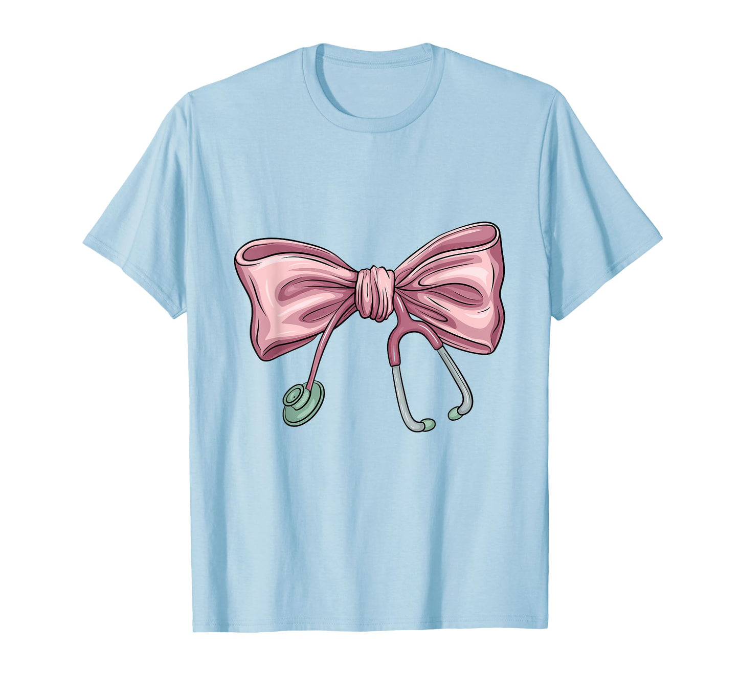 Pink Nurse Coquette Bow Stethoscope Nursing Medical Doctor T-Shirt