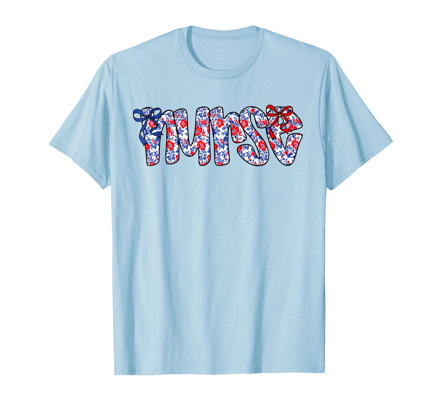 Floral Coquette Nurse America Patriotic 4th Of July Nursing T-Shirt