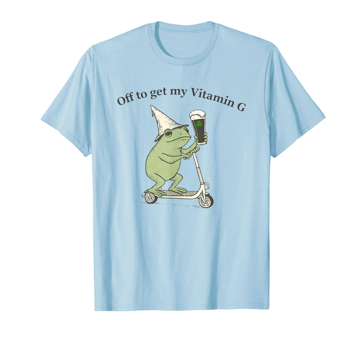 Funny St Patrick's Day Beer Frog Off to Get My Vitamin G T-Shirt - T-Shirt | Light Blue