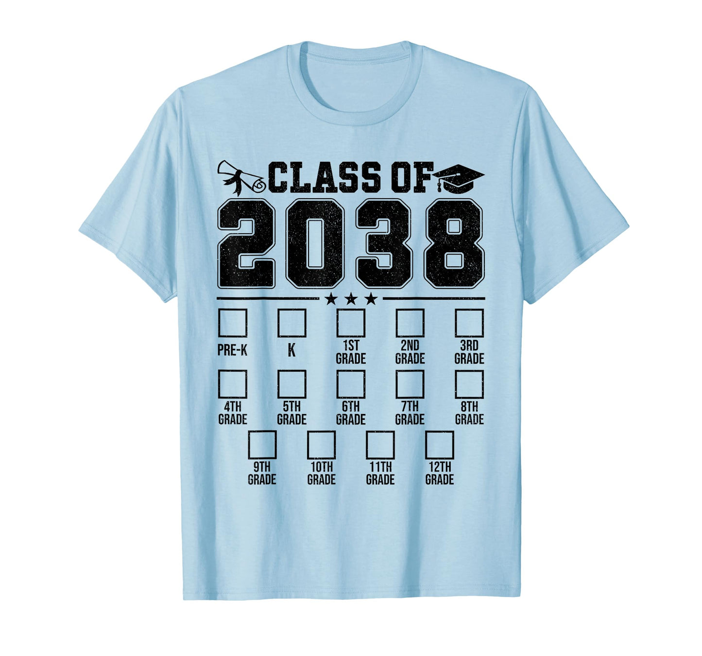 Class of 2038 growing with me checklist k to 12th grade Boys T-Shirt