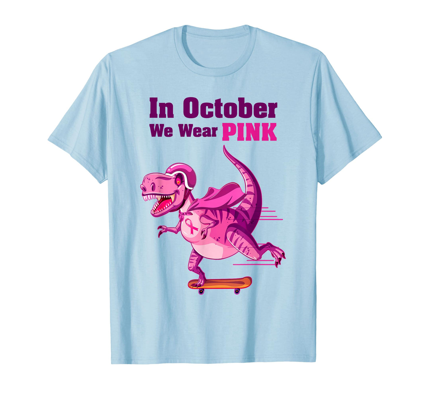 In October We Wear Pink Breast Cancer Trex Dino Kids T-Shirt