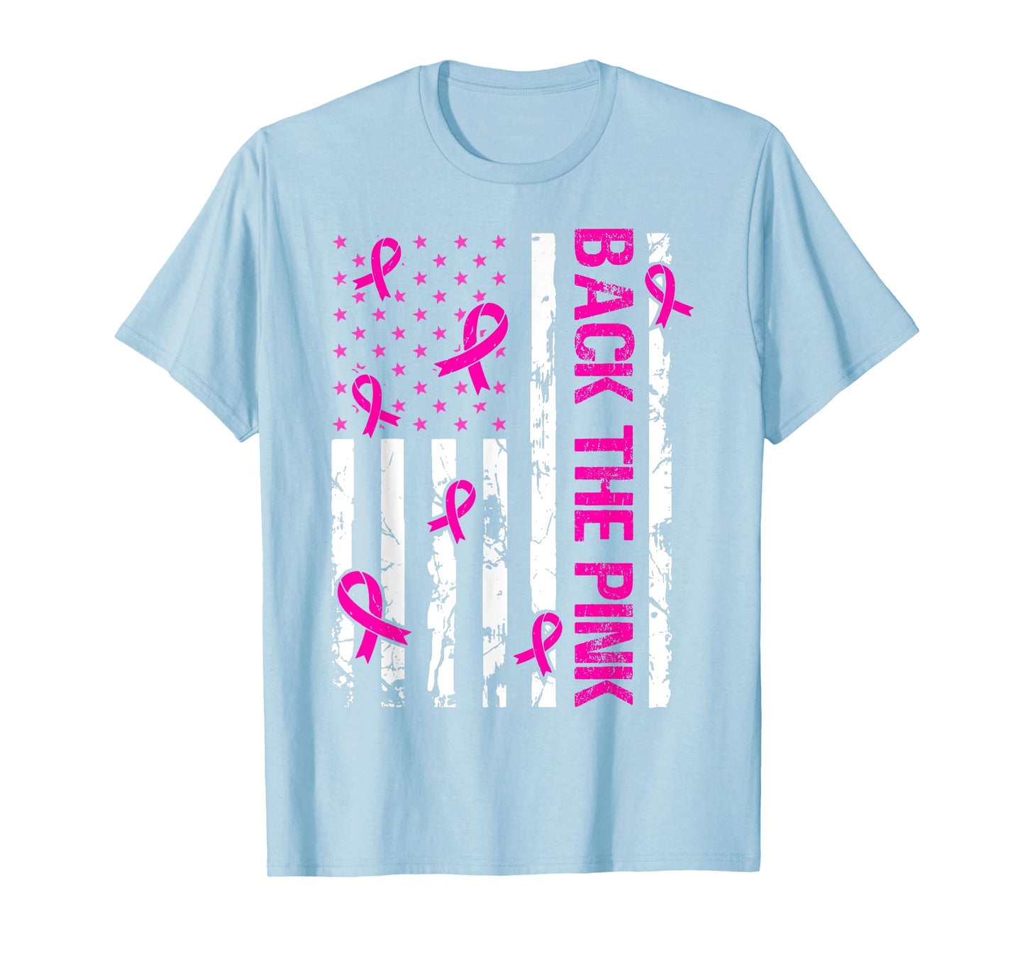 Back The Pink American Flag Breast Cancer Awareness October T-Shirt
