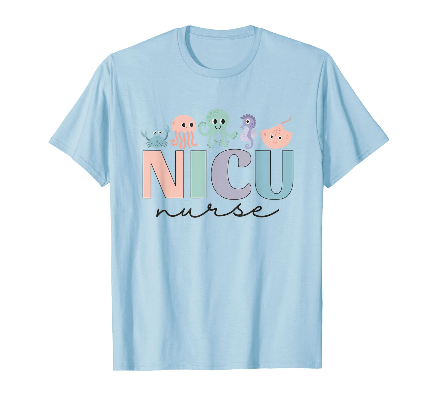 NICU Ocean Sea Animals Neonatal Intensive Care Unit Nurse T-Shirt