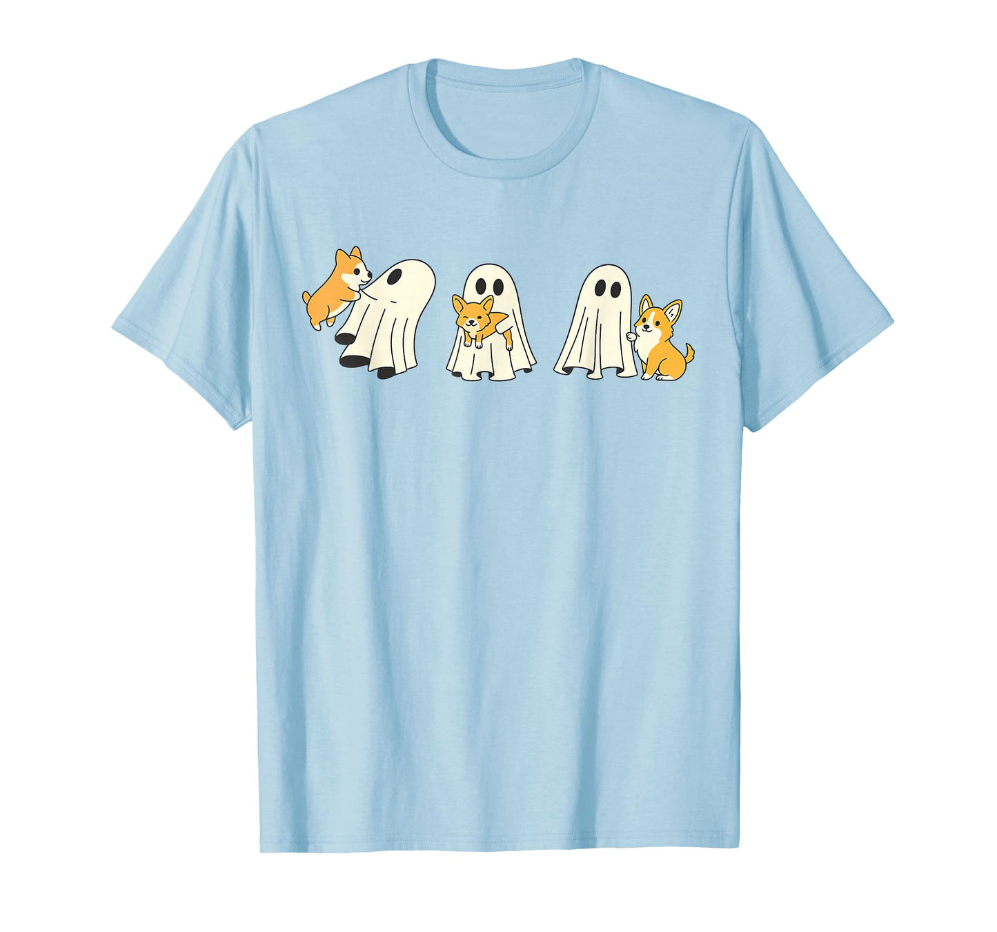 Ghost Holding Corgi Dog Halloween Costume Dog Lover T-Shirt